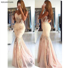 See Through 2021 Prom Dresses Mermaid Sweetheart Tulle Lace Beaded Party Maxys Long Prom Gown Evening Dresses Robe De Soiree 2024 - buy cheap