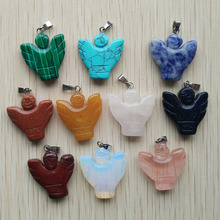 Free shipping Fashion Carved assorted natural Stone Angel charms Pendants  for Necklace jewelry making 10pcs/lot  Wholesale 2024 - buy cheap