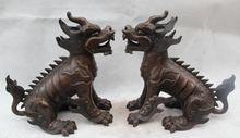 Xd 001462 9 "Lucky Chinese Bronze Fly Dragon unicorn Kylin chi-lin Qilin estatua par 2024 - compra barato