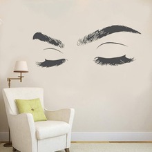 Eyelashes Eye Wall Decal Eyebrow Extensions Vinyl Wall Sticker Girls Closed Eyes Decor Bedroom Decals Removable Mural D179 2024 - buy cheap