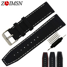 ZLIMSN 22mm Watchbands Men Watches Sport Black Waterproof Diving Silicone Rubber Watch Strap Bracelets Watchband Promotion 2024 - buy cheap