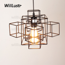 Willlustr-lámpara colgante de luz americana, Bombilla Edison de metal con geometría abstracta, para loft industrial 2024 - compra barato