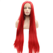 Сильвия термостойкие волосы длинные шелковистые прямые Красные кружевные передние парики синтетические волосы парик для женщин средняя часть 2024 - купить недорого
