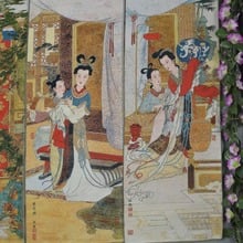 Жаккардовая картина шелковая вышивка картина четырехэкранная вышивка древняя красота картина Цай вэньцзи Си Ши 3 2024 - купить недорого
