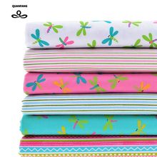 6 pçs/lote Impressão Sarja de Algodão Tecido Para Costurar Roupas de Cama Do Bebê Vestido Da Boneca Saia Patchwork Material de Tecido Libélula 40x50cm 2024 - compre barato