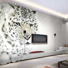 Animal White Leopard Photo Mural Customized Size Non-woven 3D Wall Paper Living Room TV Sofa Background Modern Simple Home Decor 2024 - buy cheap