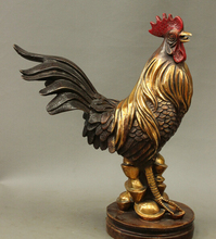 China Folk Chinese Bronze Copper Gilt Wealth Zodiac  Cock rooster Statue statues garden decoration 2024 - buy cheap