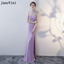 Женское вечернее платье с бусинами и разрезом на боку, в китайском стиле 2024 - купить недорого