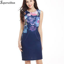 New 2018 Women Dresses Flower Elegant Dress Large Size Summer Dress Sleeveless O-Neck Pack Hip Printing Casual Pencil Dress D3 2024 - buy cheap