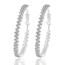 Brand Design new hot Fashion Luxury Geometry Round big long hoop earrings jewelry Double Rhinestone Earring for women 2024 - buy cheap