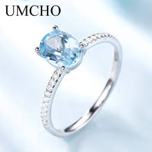 Женское кольцо UMCHO, кольцо из серебра 925 пробы с небесно-синим топазом, овальным камнем 2024 - купить недорого