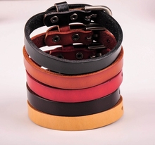 Lots 5PCS Simply Adjustable Men's Women's Plain Genuine Leather Wrap Bracelet Clasp Buckle Cuff Wristband G458 2024 - buy cheap
