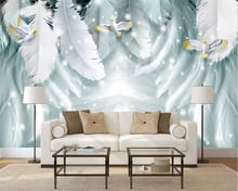 Beibehang-papel tapiz 3D personalizado para pared, papel tapiz nórdico abstracto moderno con plumas de pájaro, pintura de pared para sala de estar y dormitorio 2024 - compra barato