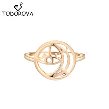 Компания Todorova, простые кольца для женщин, трендовые круглые вечерние Обручальные кольца с полым лунным глазом, мужские ювелирные изделия 2024 - купить недорого