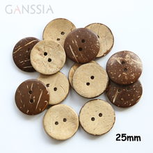 50 шт./лот, размер: 25 мм (1 '') натуральные деревянные кокосовые кнопки, кнопки с 2 отверстиями для принадлежности для скрапбукинга «сделай сам».(ss-141) 2024 - купить недорого