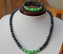 Conjunto de joyas de perlas de Color negro de agua dulce REAL, conjunto de collar y pulsera de moda para una novia hermosa 2024 - compra barato