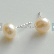 Wholesale Pearl Jewelry, Peach Freshwater Pearl Earrings , S925 Sterling Silvers Post Earring, AAA 8mm Fashion Lady's Jewelry 2024 - buy cheap