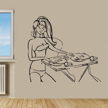 2015 New Arrival Sexy Girl Vinyl Wall Music Room Decor Cool Girl DJ Headphones Music Bedroom Mural Wall Sticker Home Decoration 2024 - buy cheap