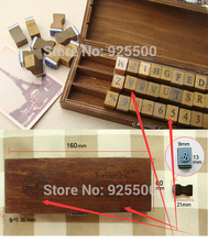 Venta al por mayor 120 set/lote drop shopping letras y números sello regalo caja de madera 2024 - compra barato