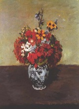 Handmade Oil Painting Reproduction on linen canvas,dahlias-in-a-delft-vase BY paul Cezanne ,Free Shipping ,TOP quality 2024 - buy cheap