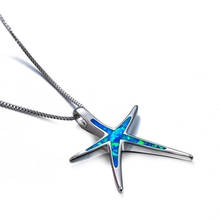 Fashion Crystal Silver Tone Ocean Blue Opal Pentagram Pendant Necklace For Female Cute Lovely Pentagram Pendant Jewelry gift 2024 - buy cheap