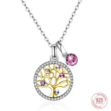 Ожерелье с кристаллом Malanda, круглая подвеска из стерлингового серебра Сваровски, цвет дерево жизни, подарок для девушек 2024 - купить недорого