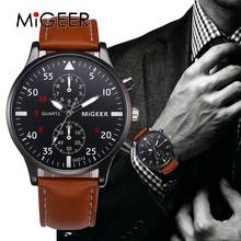 MIGEER 2020 Fashion Casual Mens Watches Luxury Leather Business Quartz-Watch Men  Military Sport Wristwatch Relogio Masculino 2024 - buy cheap