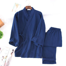 Spring Pure Cotton Crepe Japanese Kimono Pajama Set Yukata Men Women Traditional Trousers Lovers Home Furnishing Serve Sleepwear 2024 - buy cheap