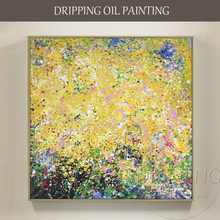Pintura a óleo abstrata de alta qualidade, pintada à mão pura de artista qualificado, decoração de parede, cores ricas, pintura a óleo amarela abstrata 2024 - compre barato