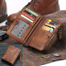 Fashion Vintage Genuine Leather Wallet men Wallet Leather men purse vertical short money bag male wallet coin Purse card holder 2024 - buy cheap
