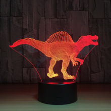 Lámpara LED con Sensor remoto táctil para dormitorio, luces de decoración de ambientes, dinosaurios, USB, 3D, 7 colores, novedad 2024 - compra barato