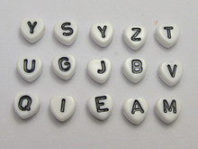 250 Assorted White Acrylic Alphabet Letter Heart Beads 7X7mm 2024 - buy cheap