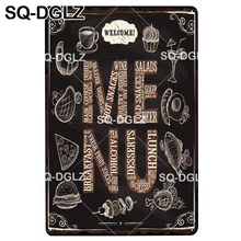 [SQ-DGLZ] New Welcome Menu Tin Sign coffee Shop Wall Decor Restaurant Metal Crafts Painting Plaques Bathroom Rules Art Poster 2024 - buy cheap