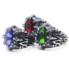 New 3 Colors Stone Claws Ring 316L Stainless Steel Women Mens Polishing Punk Cool Flame Ring 2024 - buy cheap