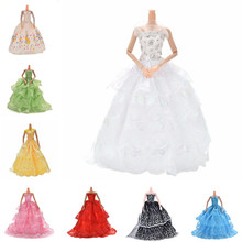 Vestido de muñeca de múltiples capas con flores, elegante vestido hecho a mano de princesa de boda para muñecas, ropa, accesorios para muñecas 2024 - compra barato