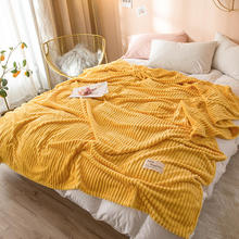 Bonenjoy Blankets for Beds Solid Yellow Color Soft Warm 300GSM Plaid Square Flannel Blanket On the Bed Thickness Throw Blanket 2024 - купить недорого