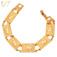 U7 pulseira padrão de elefante ouro/prata unissex joias fashion 19 cm corrente de elo tendência corrente animal & ligação pulseiras h483 2024 - compre barato
