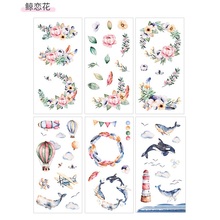 6Sheets/Pack Cute Whale And Flower Paper Decoration Scrapbooking Sticker Transparent PVC Stationery Diary Stickers 2024 - buy cheap