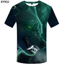 KYKU Wolf Shirt Green Tshirt Streetwear Punk Clothes 3d Print T shirt Men Short Sleeve Mens Clothing Summer New 2024 - buy cheap