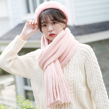 New arrival fashion winter temperament soft fresh scarf comfortable warm girls sweet simple knit trend holiday thick big shawl 2024 - buy cheap