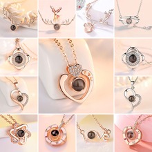 New Rose Gold Silver Color 100 Language I love You Necklace Memory Projection Pendant Wedding Letter Necklace Gift Dropshipping 2024 - buy cheap