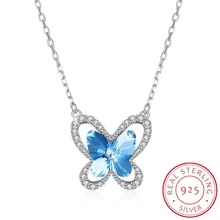 Lekani Pure 925 Sterling Silver Mini Butterfly Pendant Necklace Crystals From Swarovski For Women Wedding Party Jewelry Gifts 2024 - buy cheap