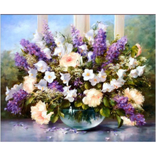 Serie de flores de punto de cruz, florero morado, lavanda, decoración del hogar, Impresión de precisión, Kits de bordado de costura, 61x52cm 2024 - compra barato