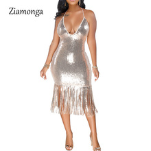 Ziamonga Women Party Dress Robe Femme 1920s Great Gatsby Flapper Sequin Fringe Midi Dress Vestido Summer Art Deco Retro Dress 2024 - buy cheap