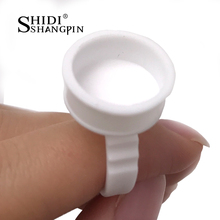 New 10/50 pieces Eyelash Extension Glue Ring Disposable Glue Holder White Plastic Holders Makeup False Eyelashes Ring Glue 2024 - buy cheap