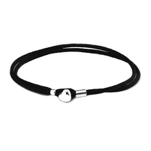 Tecido preto cordão pulseira 925 prata esterlina charme pulseira pulseiras para mulheres marca de luxo jóias accesorios mujer 2024 - compre barato