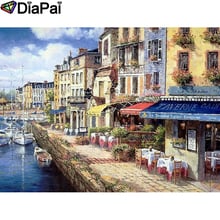 DIAPAI 5D DIY Pintura 100% Praça Cheia de Diamante/Broca Redonda "Casa paisagem" Diamante Bordado Ponto Cruz 3D decor A22588 2024 - compre barato