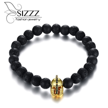 Мужской черный + золотой браслет SIZZZ 19 см в европейском и американском стиле из титановой стали на шлем 2024 - купить недорого