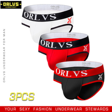 ORLVS 3 pc/lote Sexy Roupa Interior Dos Homens Briefs Homem Cueca Cuecas Slip HommeBrief Homens Pênis Bolsa Gay Cuecas Homens De Algodão Biquíni 2024 - compre barato