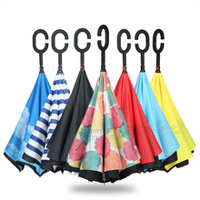 18 Colors C Handle Windproof Reverse Folding Umbrella Double Layer Anti UV Self Stand Windproof Rain Sun Umbrellas for Car 2024 - buy cheap